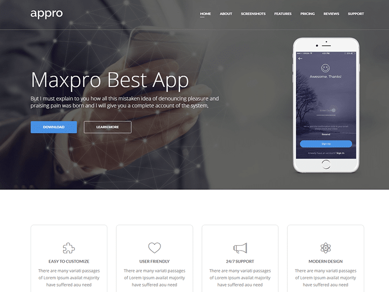 Appro – App Landing Page HTML Template