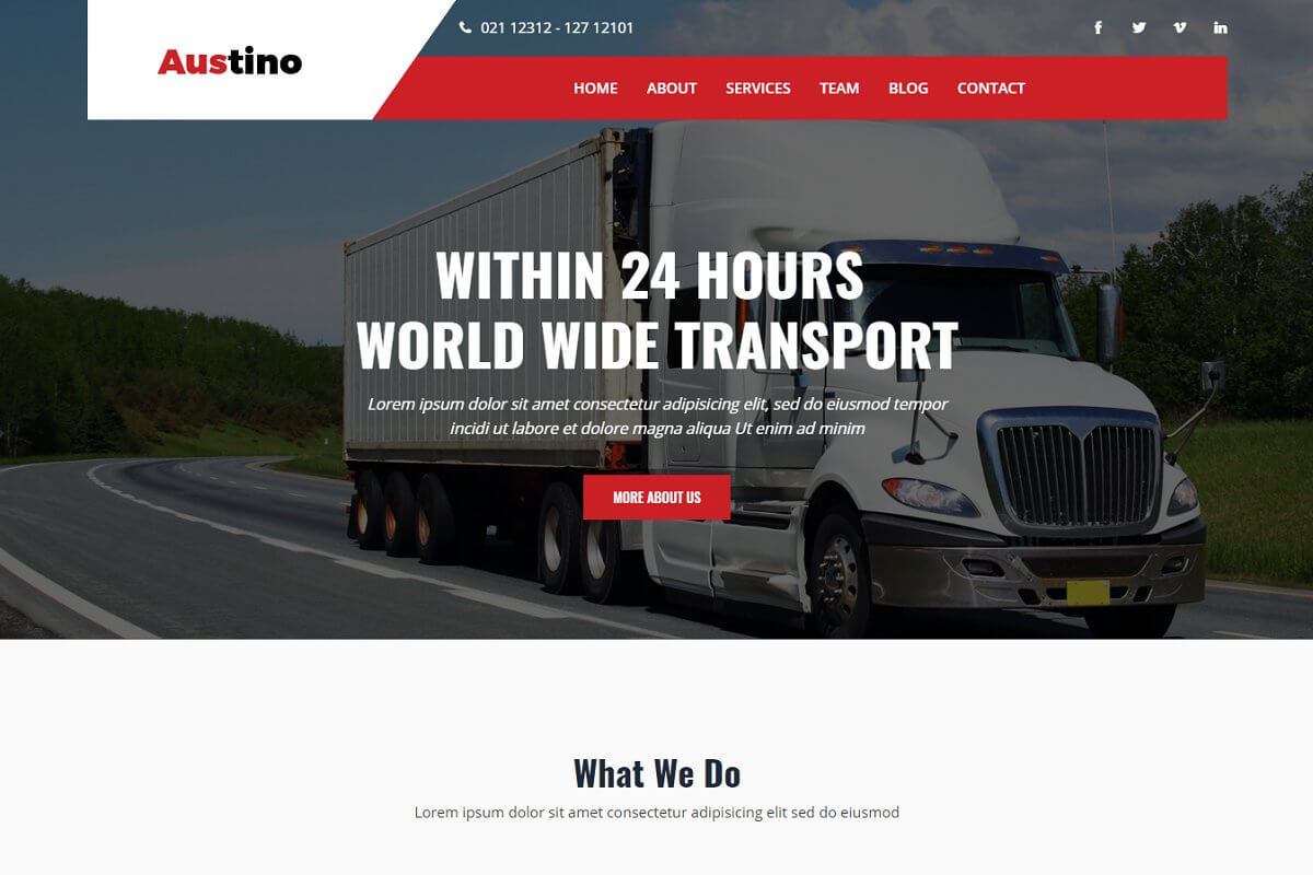 Austino – Transport & Logistic Bootstrap 4 Template