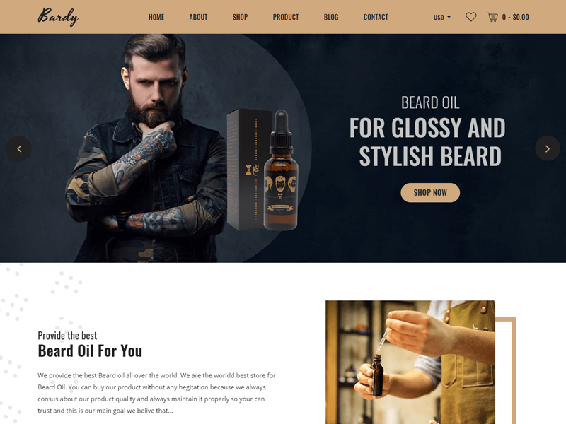 Bardy – Beard Oil eCommerce HTML Template