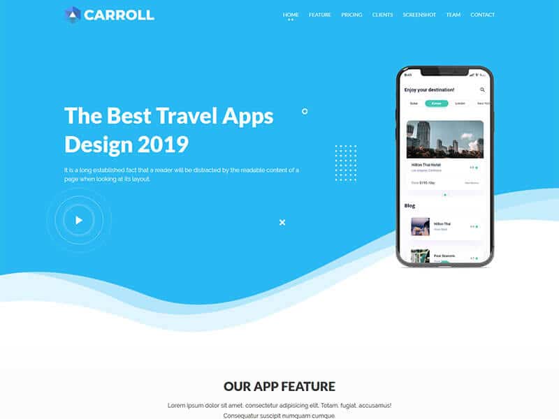 Carroll – App Landing Page HTML Template