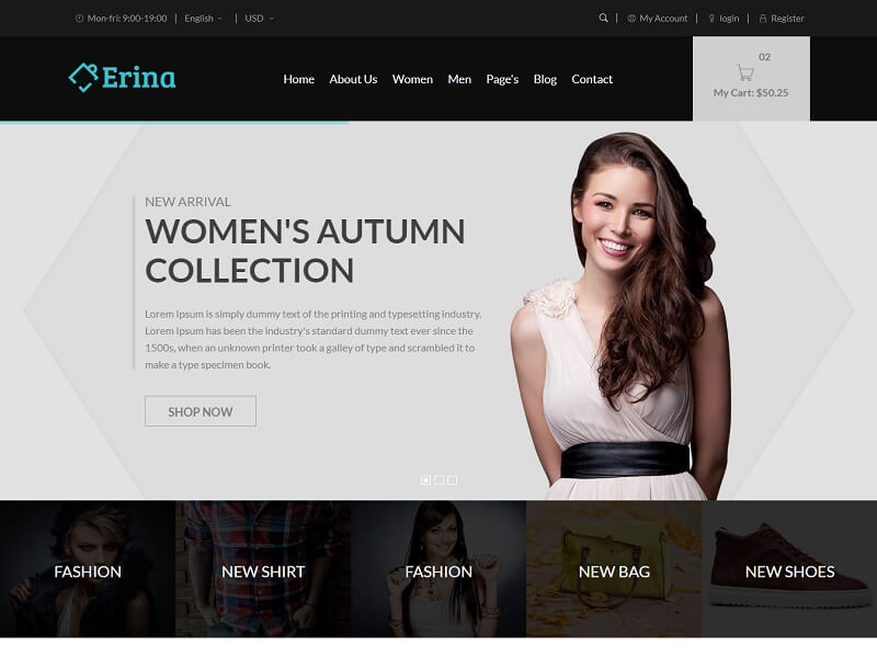 Erina – eCommerce Responsive Bootstrap Template