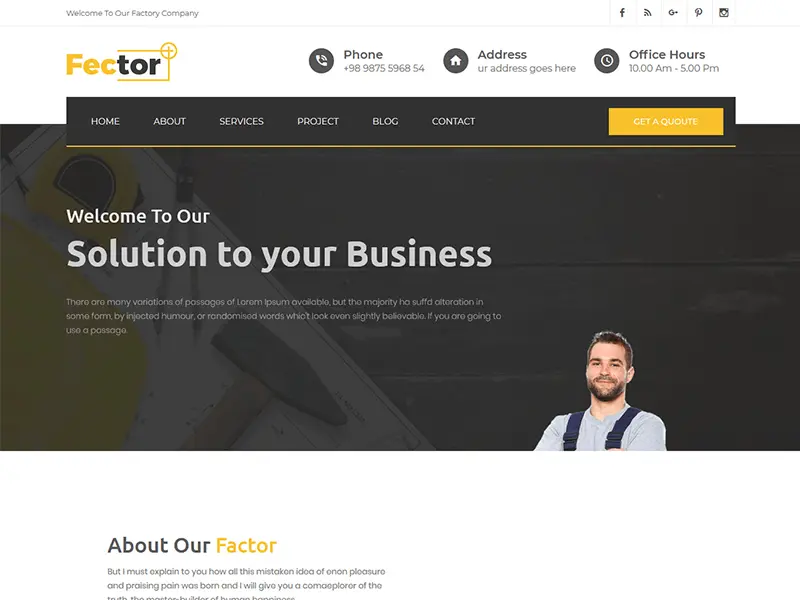 Fector Plus – Factory & Industrial HTML Template