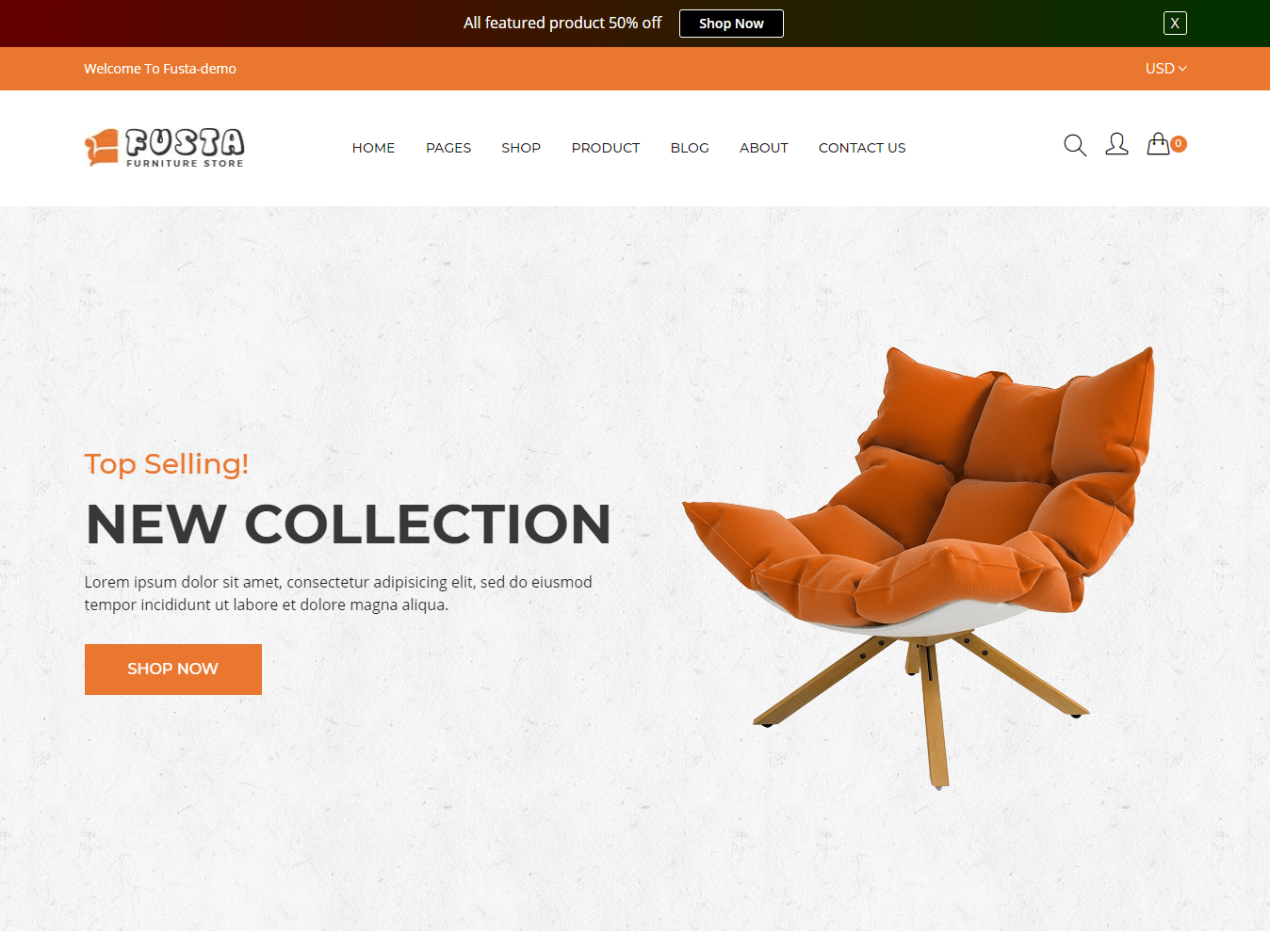 Fusta Furniture ECommerce Bootstrap 4 Template HTML Lib