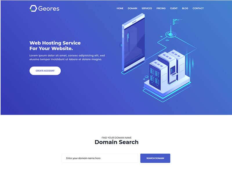 Geores – Hosting Service Landing Page Template