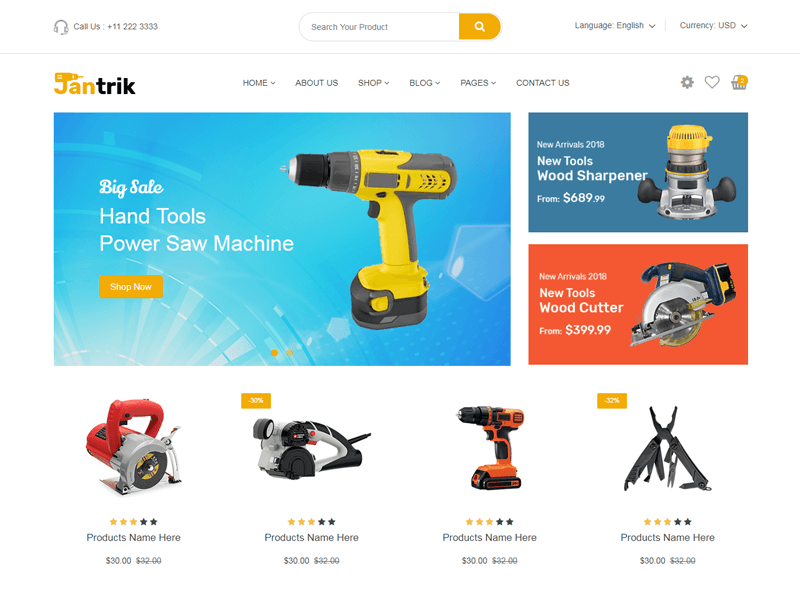 Jantrik – Tools Equipment Store eCommerce HTML Template