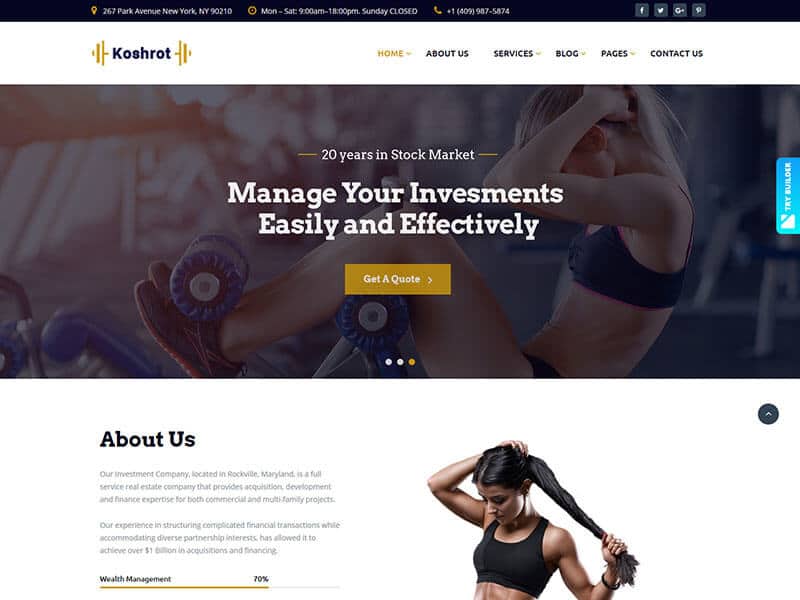 Koshrot – Gym Fitness HTML Template with Page Builder