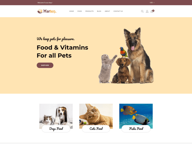 Marten – Pet Food eCommerce Bootstrap5 Template