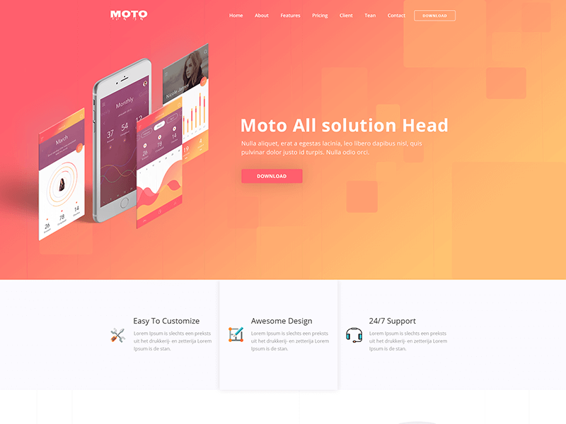 Moto – Multipurpose App Landing Page HTML Template