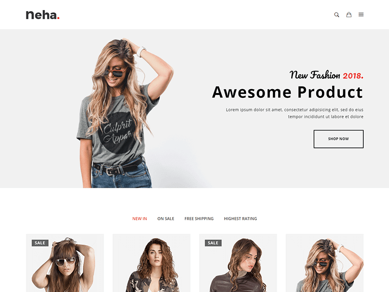 Neha – Minimal eCommerce HTML Template + RTL