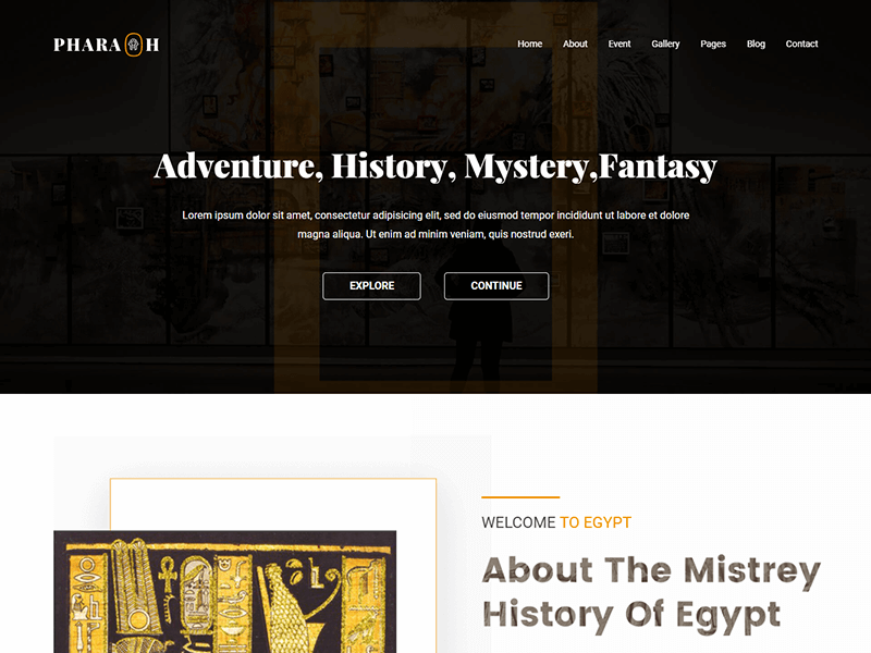 Pharaoh – Museum & Exhibition HTML Template