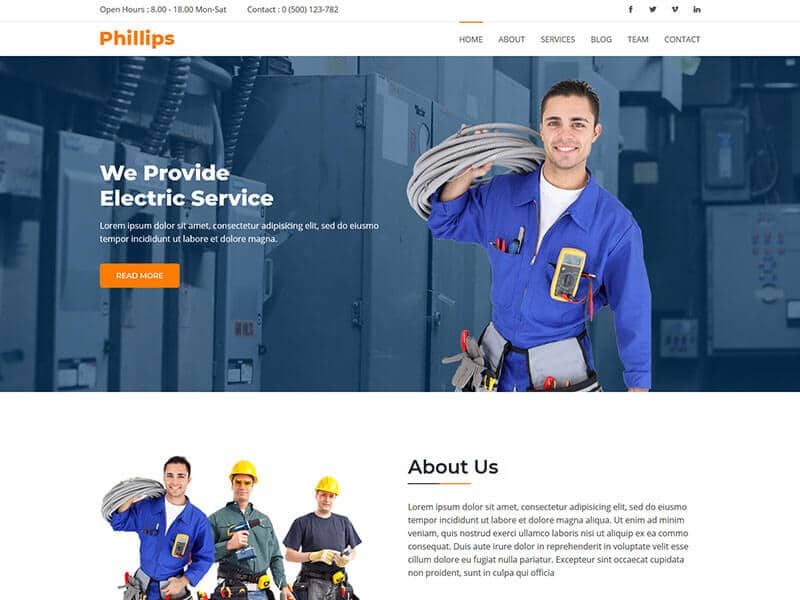 Phillips – Electrical & Electronics Service HTML Template