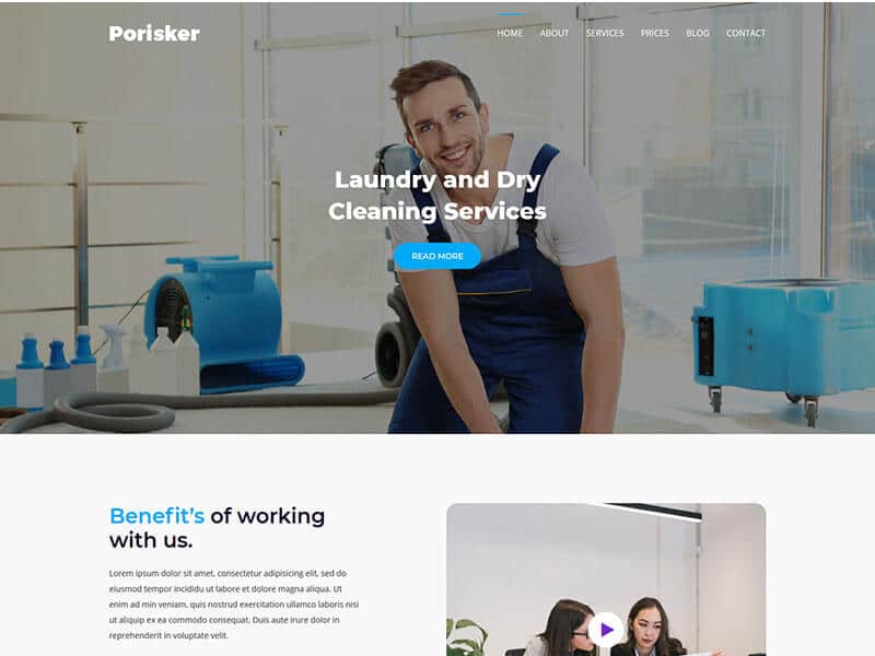 Porisker – Cleaning Service Landing Page Template