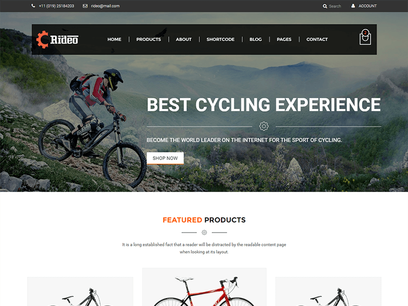 Rideo – Bicycle Store HTML Template