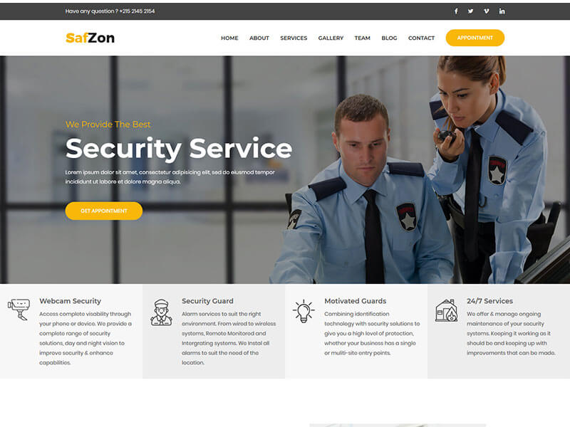 SafZon – Security Guard HTML Template