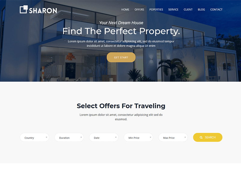 Sharon – Travel Room Booking Landing Page Template