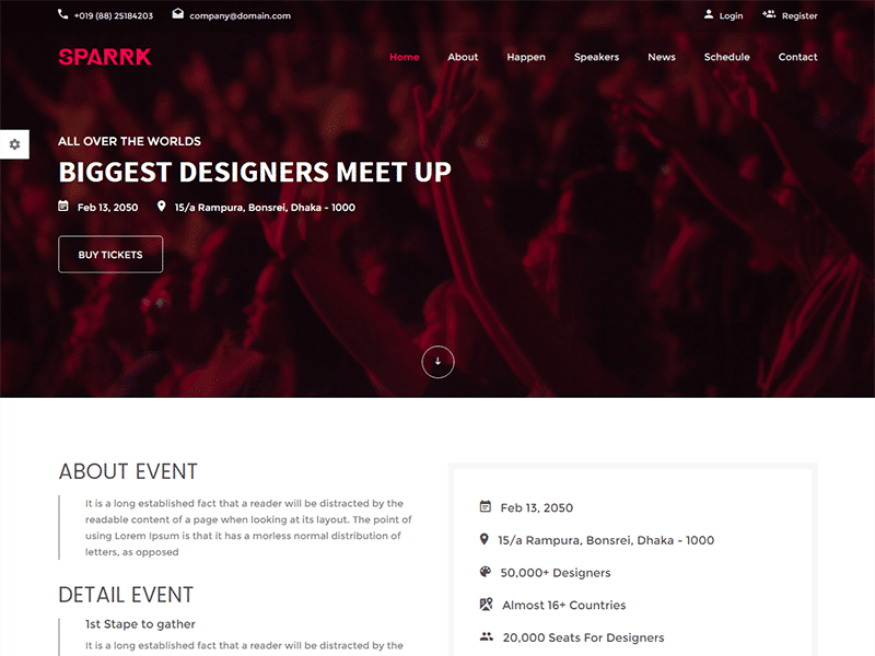 Sparrk – Event & Conference HTML5 Template