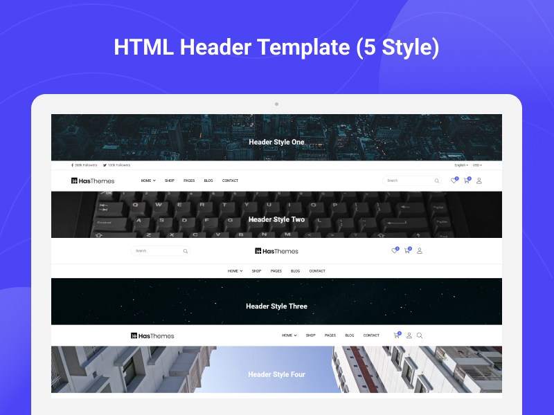 HTML Header Template HTML Lib