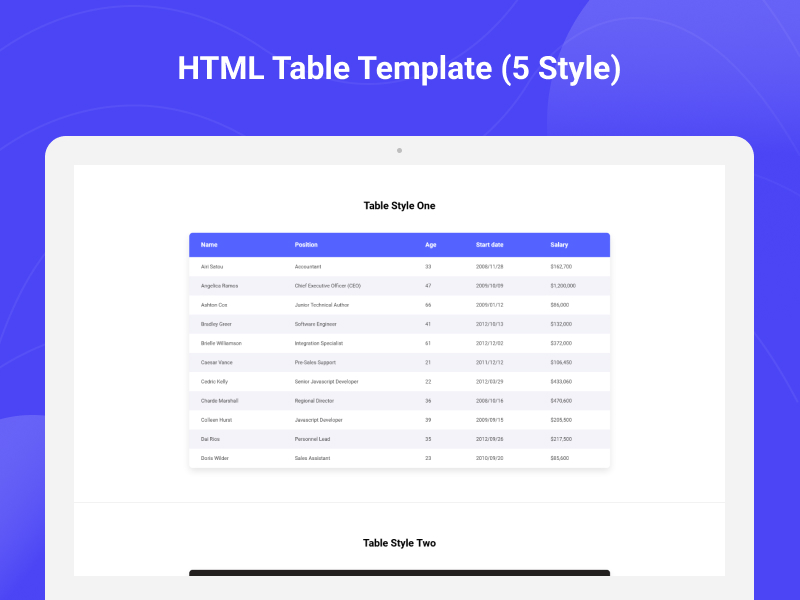 HTML Table Template